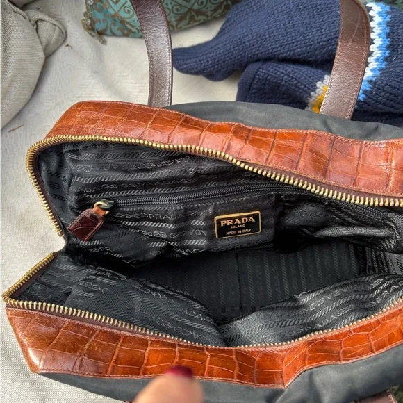 Prada Navy Blue and Brown Bag - Picture 5 of 6